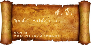 Apró Valéria névjegykártya
